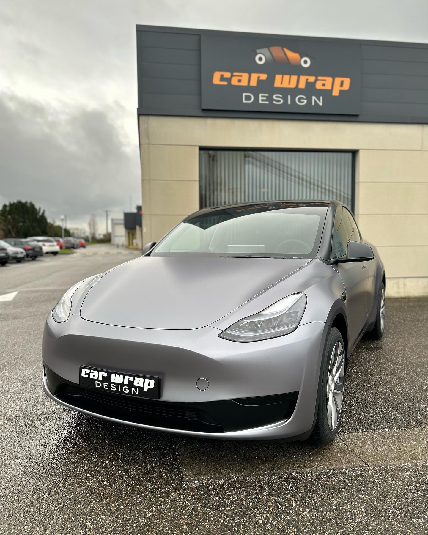 Covering couleur gris silver satin Tesla Model Y Car Wrap Design Mulhouse